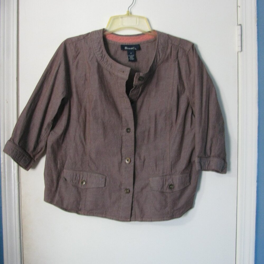 Denim & Co Brown Shacket 1X Plus Excellent Condition Button Up Jacket